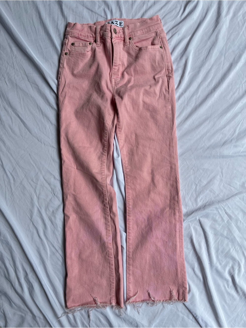 DAZE Pink Frayed Hem Straight Leg Jeans Size 24